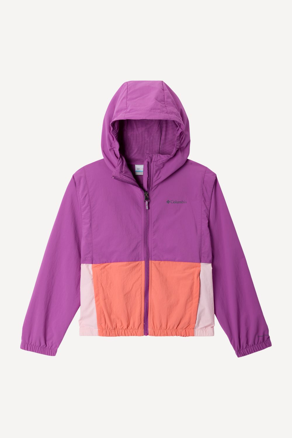 Veste anti-UV pour enfant, coloris violet et rose, UPF 50+, idéale pour les activités en plein air.